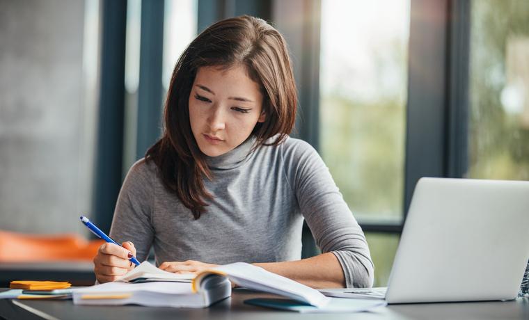 Learner working through a study task